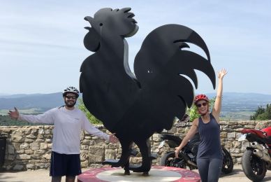 Florence to Siena one-day tour - Crossing Chianti to Siena | The black rooster in Castellina in Chianti | bikeinflorence.com
