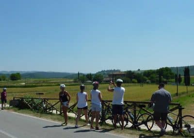 San Gimignano to Siena bike tour - Tuscany countryside towards Monteriggioni | bikeinflorence.com