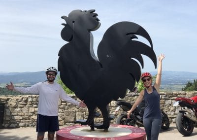 Florence to Siena one-day tour Crossing Chianti to Siena | The black rooster in Castellina in Chianti | bikeinflorence.com